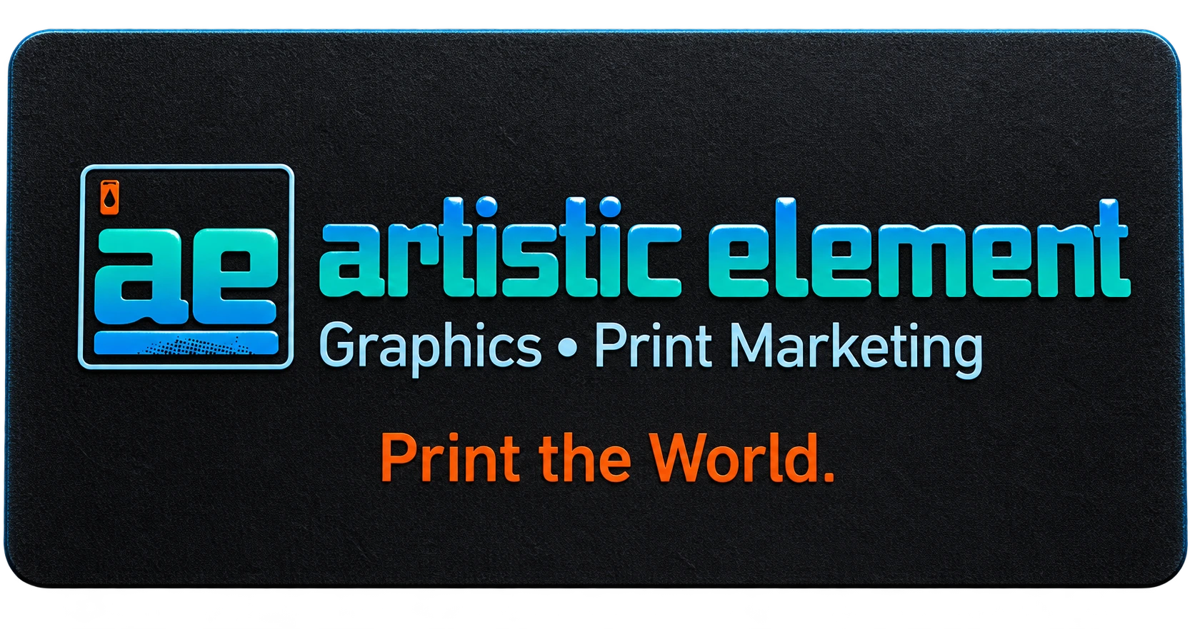 Artistic Element business card: Graphics, Print Marketing. Print the World.
