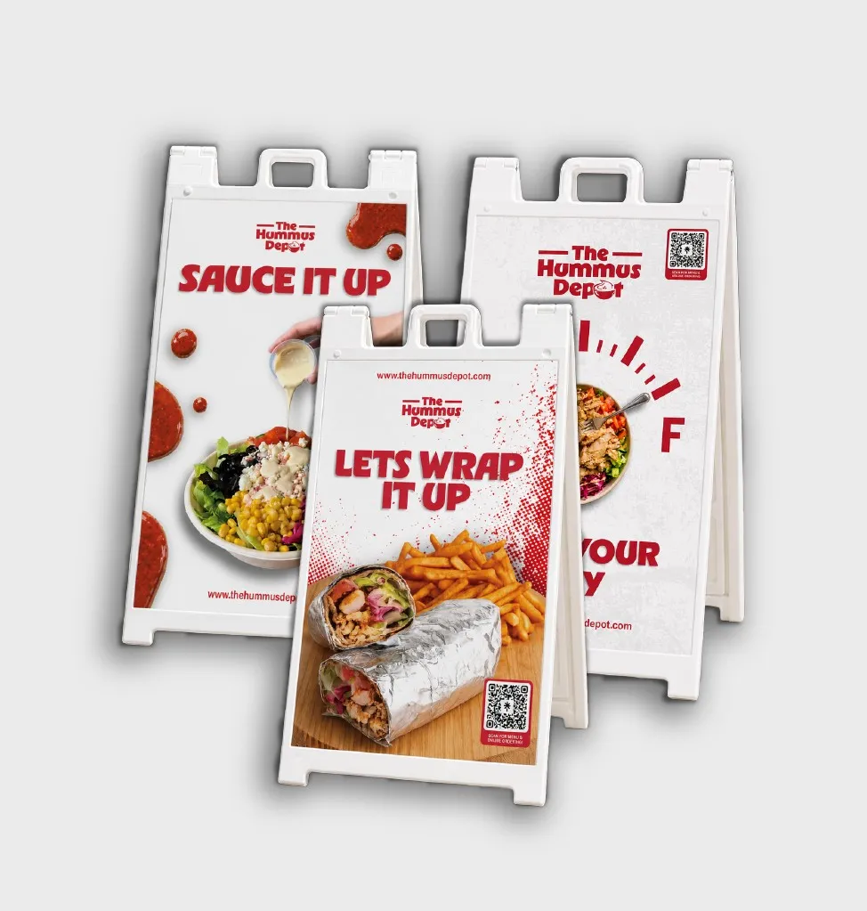 Hummus Depot – A-frame sidewalk signs
